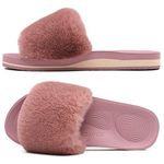 COFACE Womens Fuzzy Slippers for Women Open Toe Slippers With Arch Support Plantar Fasciitis Orthotic Slipper for Woman Indoor House Pantoufles pour Femmes Size 8