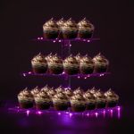 Vdomus Cupcake Stands - 3 Tier Tray - Dessert Serving Tray Holder - Pastries and CupCake Holders - Stylish Acrylic Plastic Tower Display for Weddings, Birthdays, Parties (Pink)