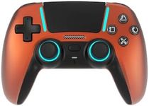 ASRVA Chrome Orange Wireless Pro Controller for PS5 with 4 Paddles, Hall Effect (Anti-Drift) Joystick, Micro-Switch ABXY, 6-Axis Gyro, Macro, 1000mAh, RGB Lighting - Compatible with PS5 Pro/Slim/PC