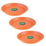 TrustBasket UV Treated Round Bottom Tray(Plate/Saucer) Suitable for 12 inch Round Plastic Pot-Terracotta Color-Set of 3 | Heavy Duty Highly Durable Plant saucer Gamla for Indoor Home Decor & Outdoor Balcony Garden