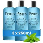 Pears Pure & Gentle Body Wash with Fresh Mint Extract - Nourishing Gel Cleanser with 10x More Moisturiser *- Beauty Bath for Moisturising Care - Suitable for Men and Women - 250ml (3 Pack)