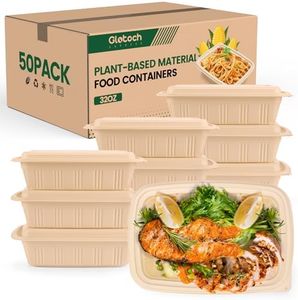 100 Piece (50 Pack) Meal Prep Containers with Lids,32 oz Resuable Cornstarch Material Salad Containers, Plant-based Lunch Containers,Plastic Take Out Boxes BPA Free, Microwave Freezer Safe, Stackable