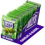 Olly's Olives, Garlic & Basil, 50g (Pack of 12), 100% Natural Ingredients, Handy Snack Pouches, Healthy Vegan Snacks, Low Calorie, Source of Fibre, No Preservatives, Gluten Free