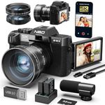 NBD 5K Digital Cameras for Photography - 48MP/60FPS Video Camera for Vlogging, WiFi & App Control, YouTube Vlogging Camera with 32GB TF Card，52mm Wide Angle and Macro Lens (Black)