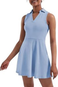 Tennis Dress for Women,Golf Dresses with Built in Shorts with 4 Pockets for Sleeveless Athletis Dress (AU, Alpha, Small, Regular, Regular, Light Blue)