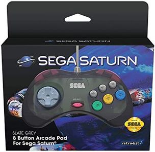 Retro-Bit SEGA Saturn 8-Button Arcade Pad, Slate Grey (RET00131)