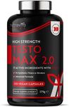 Test Booster for Men - 210 Vegan Capsules - 1450mg per Testosterone Supplement Serving - TESTOMAX™ 2.0 Contains 17 Active Ingredients Incl. Ashwagandha KSM 66®, CoQ10, Maca Root - Made by Nutravita