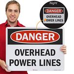 SmartSign 3M Engineer Grade Reflective Sign, Legend "Danger: Overhead Power Lines", 18" High X 24" Wide, Black/Red on White