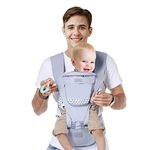 6-in-1 Baby Carrier With Waist Stool One Size Fits All -Adapt to Newborn, Baby Hip Carrier for Breastfeeding, Infant & Toddler