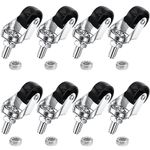 8 PCS Swivel Stem Casters,M8 Black 25mm(1 inch) Castor Wheels