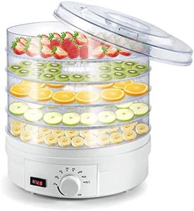 Food Dehydrator Machine, Professional Electric Multi-Tier Food Preserver, Meat or Beef Jerky Maker, Fruit & Vegetable Dryer with 5 Stackable Trays, High-Heat Circulation (White)