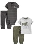 Simple Joys by Carter's Baby Boys' 4-Piece Bodysuit, Top, and Pant Set, Dinosaur, 0 Months