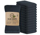 Softolle Kitchen Towels, Pack of 12 Bar Mop Towels -16x19 Inches -100% Cotton White Towels - Super Absorbent Bar Towels, Multi-Purpose for Home, Kitchen and Bar Cleaning (Gray)