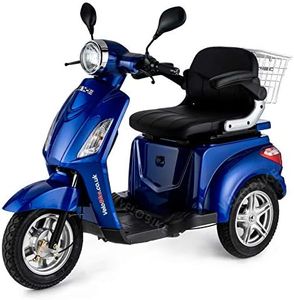VELECO ZT15 - Scooter de mobilité 3 roues - Entièrement assemblé et prêt à l'emploi - Frein électromagnétique automatique - Compteur de vitesse à LED(BLEU)