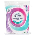 Lil-Lets Cotton Wool Balls, 100 Count, Certified Organic, 100% Pure Cotton Wool, Super Soft, Large Cotton Wool Puffs, Gentle on Skin, Dermatologically Tested