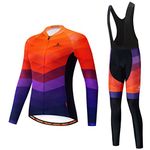 Uriah Women's Cycling Jersey Bib Pants Black Sets Long Sleeve Reflective Orange Purple Size M(CN)