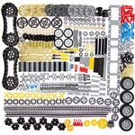 844Pcs Technic Parts Gears Axles Sets, Compatible with Lego Bricks, Wheels Chain Link Pins Connector Joints Track Tank Wheel Shock Absorber Steering Shaft for Moc STEM Robot DIY