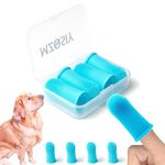 4 Pcs Dog Finger Toothbrush 360°Silicone Pet Finger Toothbrush for Dogs Cats，Dogs Teeth Plaque Dog Dental Care with Storage Case,Easy Dog Teeth Cleaning (4PCS Blue)