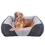 JOEJOY Large Dog Bed Pet Sofa Bed, Super Soft Comfy Wool Fleece Dog Bed with Striped Corduroy Design, Washable Dog Bed For Border Collie, 76x61x23cm