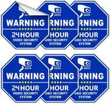 CCTV Outdoor Video Camera Security Stickers - 6Pcs CCTV Camera Video Security Camera in Use Sign Outdoor Video Surveillance Vinyl Sticker -24 Hours Warning Video Surveillance Window Security Signs