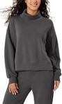 ODODOS Modal Soft Split Hem Turtleneck Sweatshirts for Women Long Sleeve Casual Pullover Top, Charcoal, Small