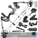 ZSHJGJR Archery Compound Bow Kit Set 25-70lbs Adjustable Bow and Arrow Set Hunting Compound bows for adults Compoundbow Accessories Outdoor (Camo - Set 1)