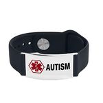 LSxAB Medical Alert Autism ID Bracelet for Mens Women Emergency First Aid Seniors Health Alarm Adjustable Silicone Wristband Bracelets