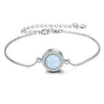 Urn Bracelet for Ashes 925 Sterling Silver Abalone Shell/Opal Cremation Keepsake Pendant Locket Bracelet for Women (Opal)