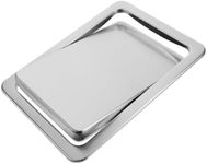 Amosfun Built-in Countertop Trash Bin Lid and Waste Chute Lid, Stainless Steel Balance Flap Cover, Silver Trash Grommet Swing Trash Can Lid Accessories 23X16.5X3.3CM