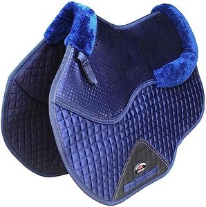 CHALLENGER Horse Contoured English Quilted Jumping Silicone Gel Saddle Pad Navy 72183NV