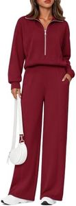 Women's Half Zip Wide Leg Jumpsuits Long Sleeve Fall One-Piece with Pocket