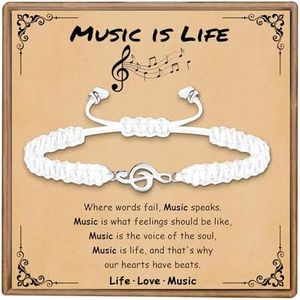 SmileBelle Music Gifts for Teachers Graduation Gifts 2025 White Bracelet with Musical Note Charm for Women Music Lovers as Teacher Birthday Gifts for Band Student Musical Lovers Players