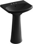 Kohler K-2362-4-7 Cimarron Pedestal Lavatory with 4-Inch Centers, Black