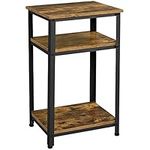 Yaheetech 75cm High Side Table, End Table with Open Shelf & Steel Frame, 3-Tier Tall Table Telephone Table, Industrial Sofa Side Table Bedside Table for Living Room Bedroom, Rustic Brown