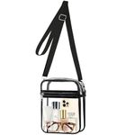 Meiikun Clear Bag Stadium Approved, Clear Purse Crossbody Bag, Adjustable Shoulder Strap Clear Bags for Concerts (8.8 x 6.5 in L- Black)