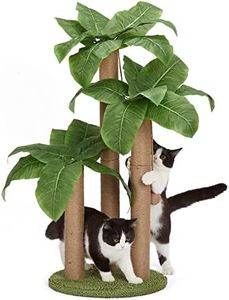 LEMONDA 31.5Inch Cat Scratching Post,Cat Scratcher Tree with 3 Scratching Poles & 2 Interactive Dangling Balls,Cats Scratching Posts for Indoor Kitten & Adult Cats