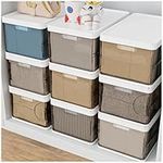 4 Pack Stackable Foldable Wardrobe Storage Box Organizer, Plastic Wardrobe Shelves Closet Organiser Box, Stacking Storage Boxes, 18 Qt Foldable Closet Organizers and Storage Pull Out Like a Drawer