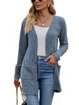 Famulily Women's Brushed Cardigan Autumn Winter Basic Button Down Cardigans Sweater Tops (L, Blue)