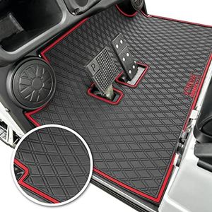 Xtreme Mats Evolution Golf Cart Floor Mat, Full Coverage Golf Cart Liner Protects OEM Flooring - Only Fits Evolution Classic Plus/Classic Pro/Forester/Turfman Carts (2022 and Prior) - Red Trim