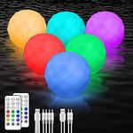 Floating Pool Lights, IP68 Waterproof Hot Tub Lights, RGB Color Changing LED Bathtub Light, Bath Light Up Ball Light for Kids Gift, Sensory Bath Lights for Spa, Indoor and Outdoor Decor-6pcs