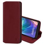 32nd Classic Series 2.0 - Real Leather Book Wallet Flip Case Cover For Motorola Moto G10, Moto G20 & Moto G30, Real Leather Design With Card Slot, Magnetic Closure and Built In Stand - Burgundy