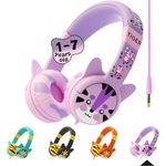Kidrox® Premium Toddler Headphones Ages 1-7, Safe Volume-Limited On-Ear Kids Headphones, Tangle-Free 3.5mm Jack, Flexible Durable Design for iPad, Tablet, Airplane, Travel, School – Purple