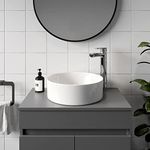 Affine® Countertop Basin for Bathroom and Cloakroom Hand Wash Basins Sink Modern White Gloss Round, 352 x 352mm