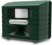 Aspectek - Yard Sentinel STROBE- Ultrasonic Outdoor Animal Control Pest Repeller Motion Detector - Rodents, Deer, Cats, Dogs, Mice Repellent Device, Includes Extension Cord - Army-Green