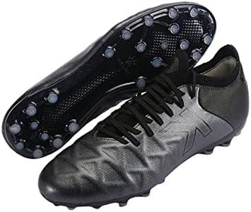 KELME Mens Soccer Cleats MG Shoes Calf-Skin Outdoor Artificial Grass Slip-Resistant Cushioning Competition Training Sneakers, Black, 7
