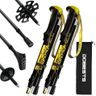 DOBESTS Baton de Marche Pliable, Bâtons de Randonnée Telescopiques 110-130cm, Baton de Marche Nordique Trekking en Aluminium et Carbone (Noir Premium)