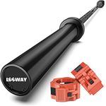 LEEWAY Alloy Steel Olympic Barbell Bar 7 Feet|Weight Bar For Weightlifting,Powerlifting,Crossfit,Gym Home Exercises Rod(49Mm Outer Diameter)For 2" Plates With Barbell Clamps(Olympic Barbell -Black)