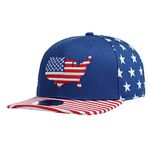 Underground Kulture USA United States of America Blue Stars and Stripes Map Adjustable Super Bowl World Cup Flat Peak Snapback Hat Baseball Cap