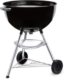 Weber Bar-B-Kettle Charcoal BBQ, 57cm – Porcelain-Enamelled, Black/Silver