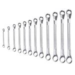 Eastman Bi-Hexagonal Ring Spanners -Shallow Offset - Crv Set Of 12Pcs, Kit-07-120Sd,Automotive Spanner Kit Chrome Vanadium Steel, Chrome Plated Ideal For Mechanical Work and Automotive Work- E-2007